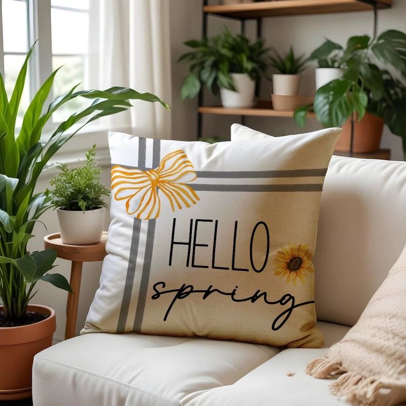 Pillow Cover, Home Linen Summer Plant Flower Sofa, Decorative Gift, Double-sided Printed Home Pillowcase