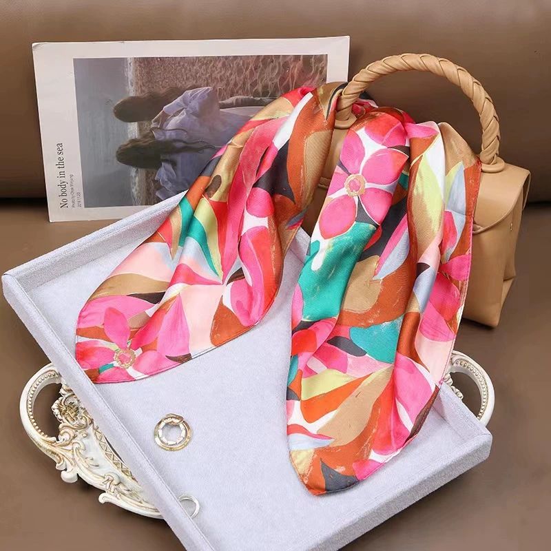 70cm Fashionable Luxury Brand Square Silk Scarf, Satin Neck Tie, Women's Hair Scarf, Head Scarf, Scarf, Hijab Scarf