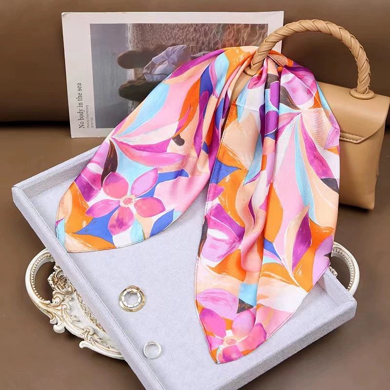 70cm Fashionable Luxury Brand Square Silk Scarf, Satin Neck Tie, Women's Hair Scarf, Head Scarf, Scarf, Hijab Scarf