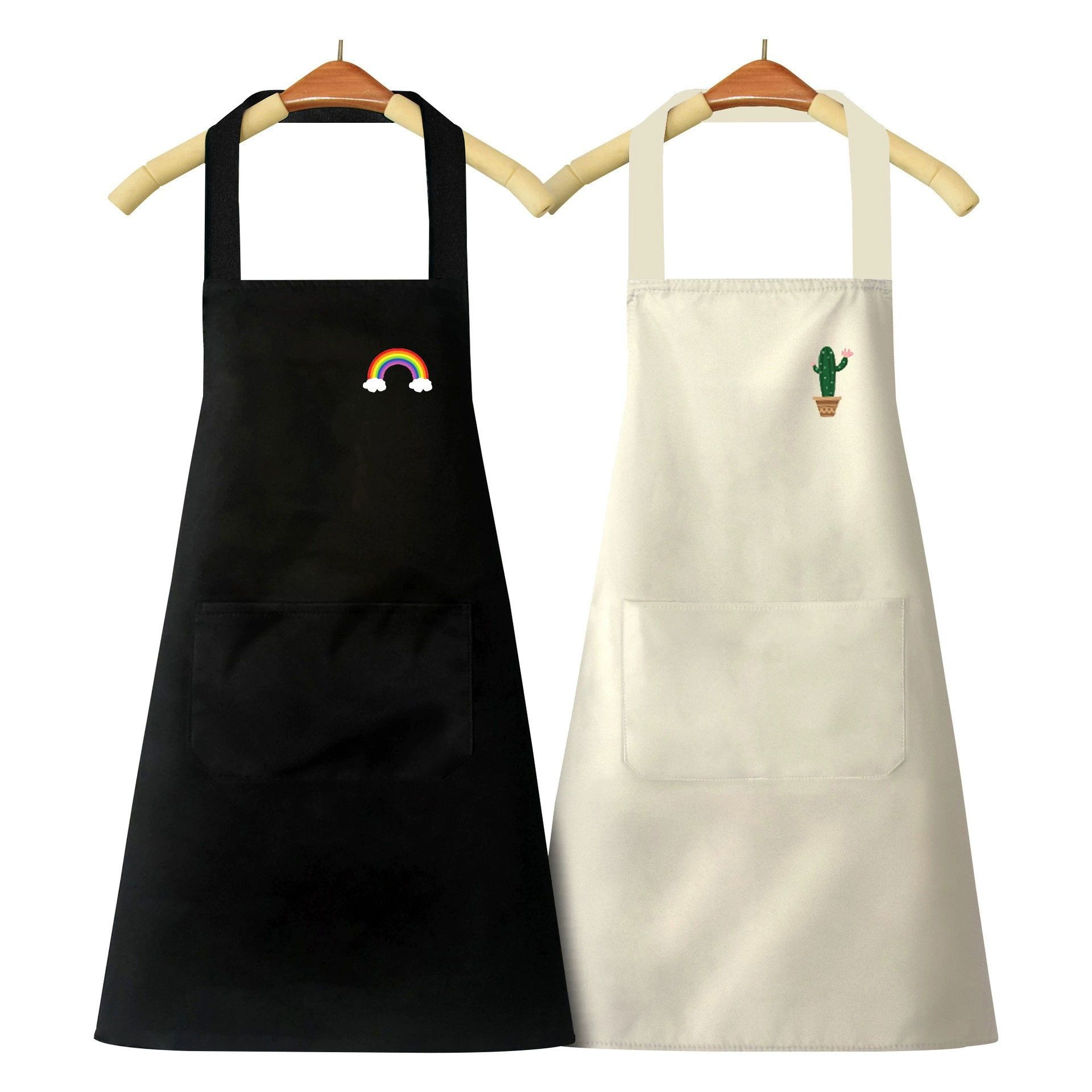 Waterproof and oil-proof Apron, Beautiful Cartoon Apron Korean Version, Rainbow Cactus Crtoon Apron for Home, Kitchen