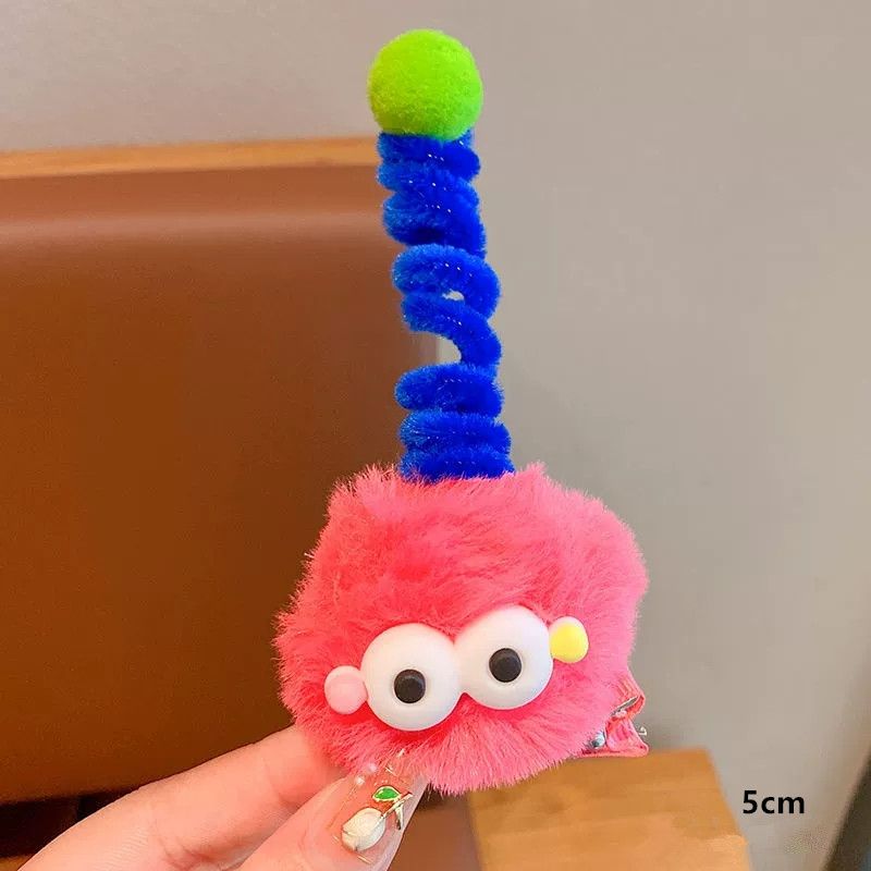 Children's Cute Coal Ball Twisting Rod Hair Clip Antenna Ugly Doll Dopamine Little Girl Hairpin Cartoon Funny Hair Accessories