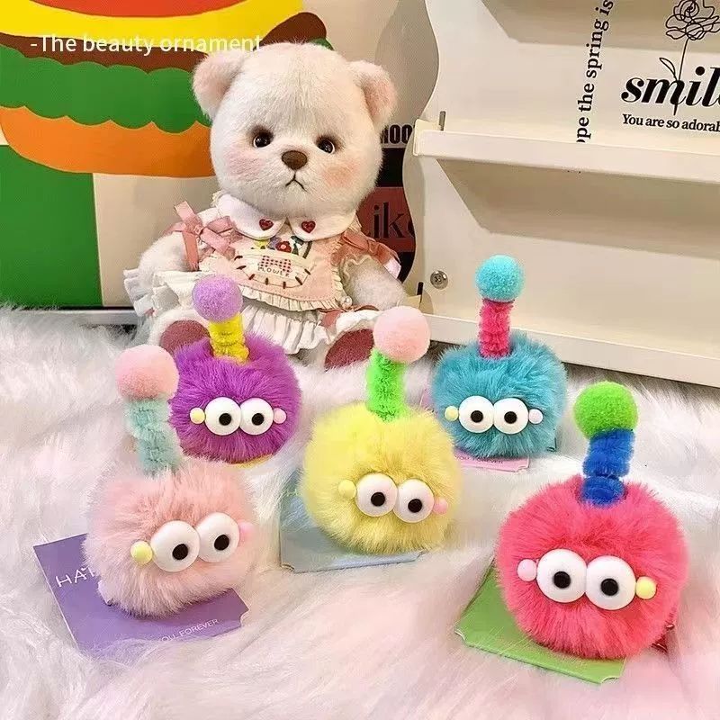 Children's Cute Coal Ball Twisting Rod Hair Clip Antenna Ugly Doll Dopamine Little Girl Hairpin Cartoon Funny Hair Accessories