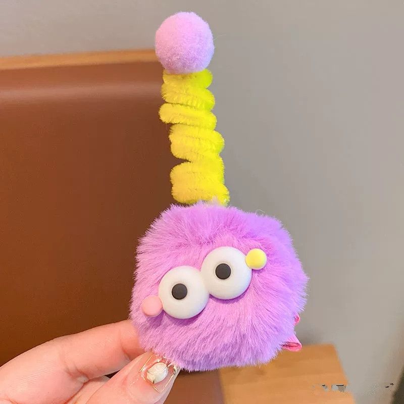 Children's Cute Coal Ball Twisting Rod Hair Clip Antenna Ugly Doll Dopamine Little Girl Hairpin Cartoon Funny Hair Accessories