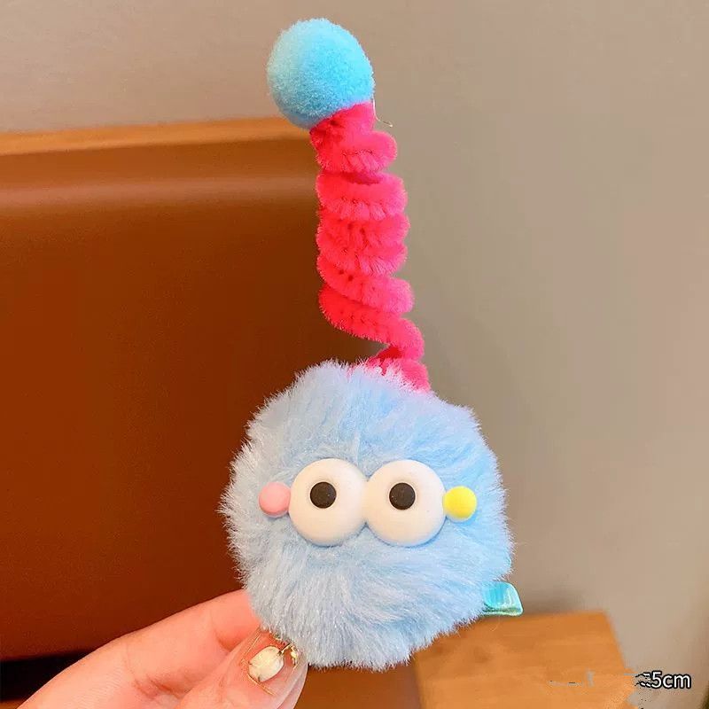 Children's Cute Coal Ball Twisting Rod Hair Clip Antenna Ugly Doll Dopamine Little Girl Hairpin Cartoon Funny Hair Accessories