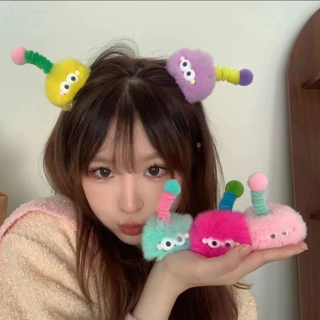 Children's Cute Coal Ball Twisting Rod Hair Clip Antenna Ugly Doll Dopamine Little Girl Hairpin Cartoon Funny Hair Accessories