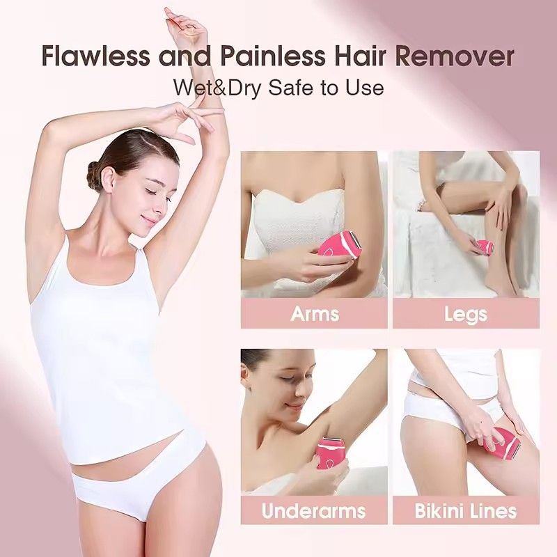 Electric Cordless Shaver for Women Wet and Dry Use with Detachable Head for Bikini Legs Underarm Painless Hair Removal Trimmer