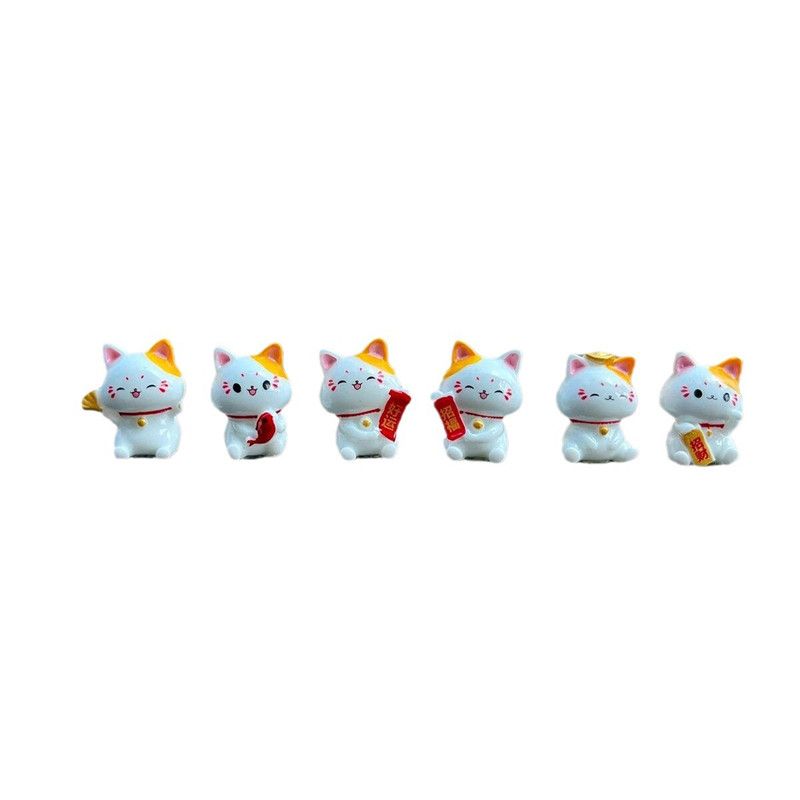 8pcs Figurines Miniature Cute Lucky Cat Micro Landscape Crafts Ornaments for Home Decorations Animal Car Decor Room Accessories
