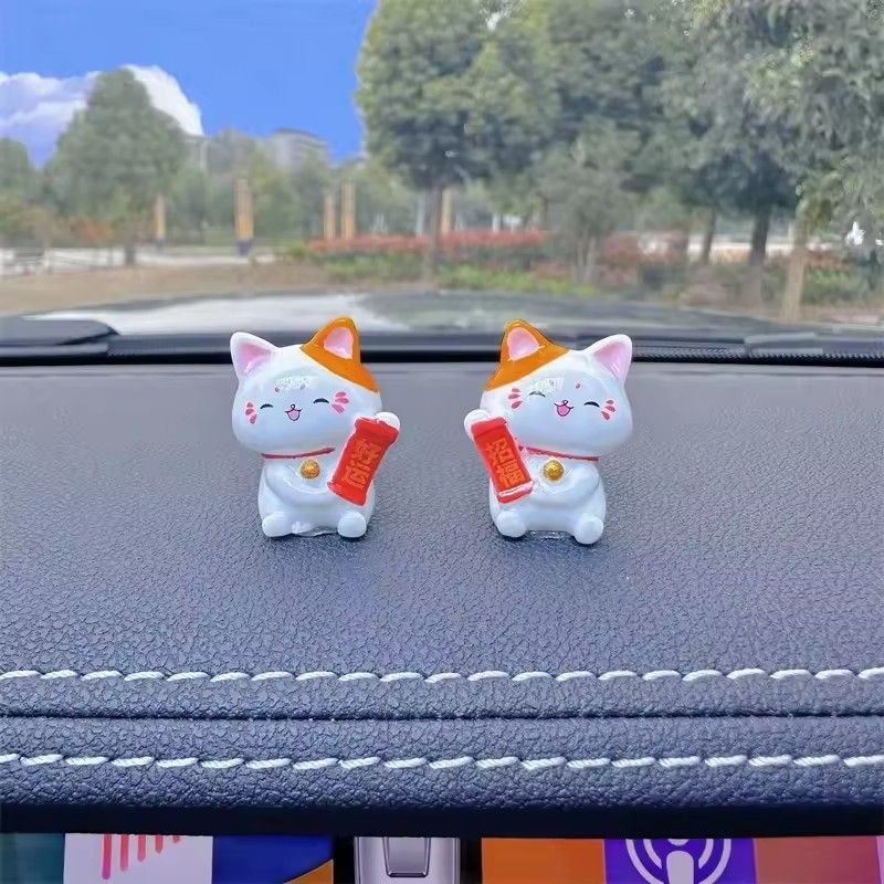 8pcs Figurines Miniature Cute Lucky Cat Micro Landscape Crafts Ornaments for Home Decorations Animal Car Decor Room Accessories