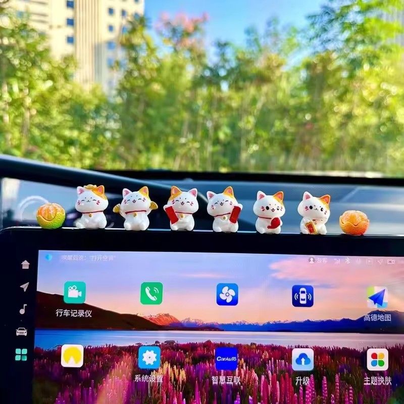 8pcs Figurines Miniature Cute Lucky Cat Micro Landscape Crafts Ornaments for Home Decorations Animal Car Decor Room Accessories