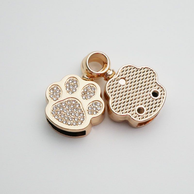 1Pc Metal Inlay Rhinestone Keychain Simple Spring Keyfob Cute Bear Paw Shape Keyring DIY Men Women Key Chain Accessories Gifts
