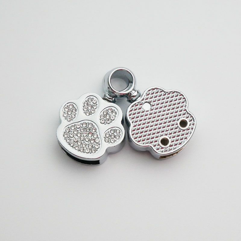 1Pc Metal Inlay Rhinestone Keychain Simple Spring Keyfob Cute Bear Paw Shape Keyring DIY Men Women Key Chain Accessories Gifts