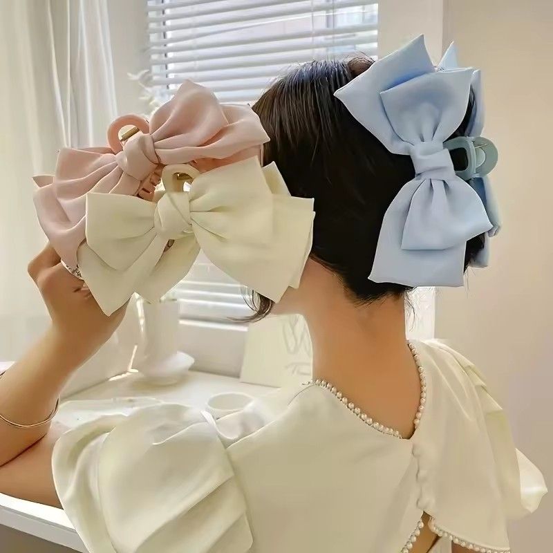 Fashion Women Bow Hairpin Korean Version Of Solid Color Butterfly Satin Hair Clips Girls Hair Accessories Headwear