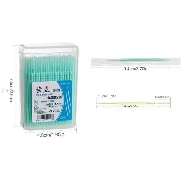 200pcs Plastic Interdental Brush Double Head Thread Dental Toothbrush Stick Toothcare Toothbrush Cleaning Tool C-725