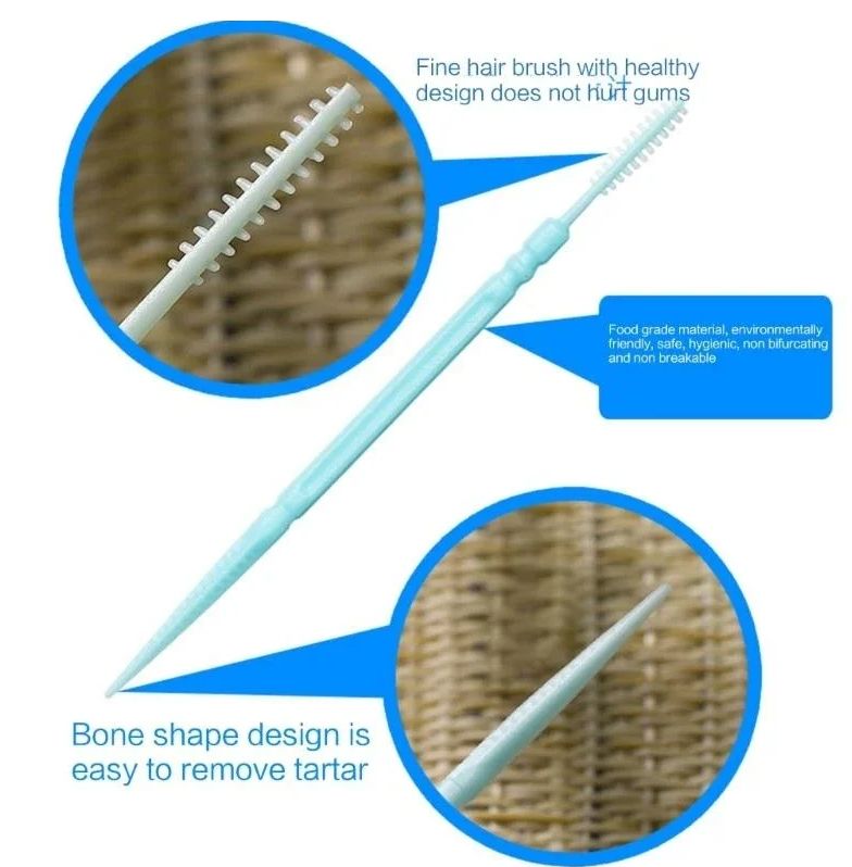 200pcs Plastic Interdental Brush Double Head Thread Dental Toothbrush Stick Toothcare Toothbrush Cleaning Tool C-725
