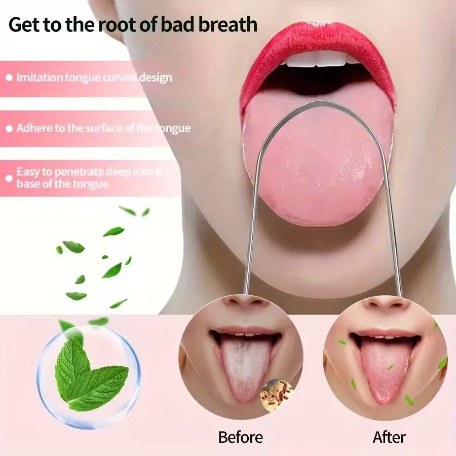 Stainless Steel Tongue Scraper, Oral Cleaner, Oral Breath Cleaning Tool, Oral Care, Portable, Healthy, Durable, Improves Hygiene