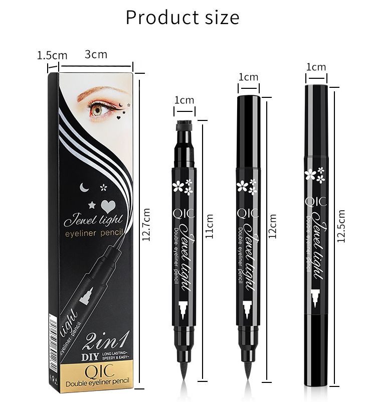 Black Eyeliner Pencil Waterproof, Quick Drying, Long Lasting, 2 in 1, Double Tip Seal, Liquid Eyeliner, Cosmetic Makeup view 7