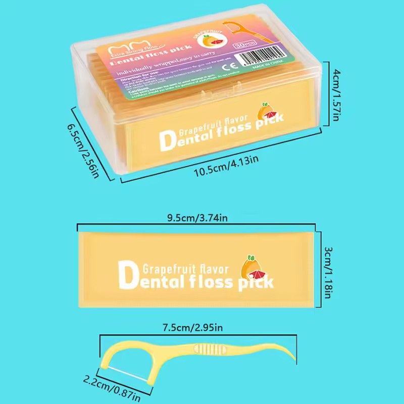 30pcs Fruit Flavored DSental Floss individually Packaged With 30 Ultra-fine Dental Floss Sticks, Disposable Toothpicks