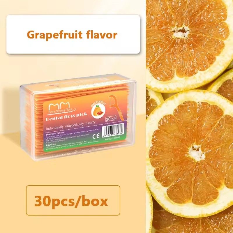 30pcs Fruit Flavored DSental Floss individually Packaged With 30 Ultra-fine Dental Floss Sticks, Disposable Toothpicks