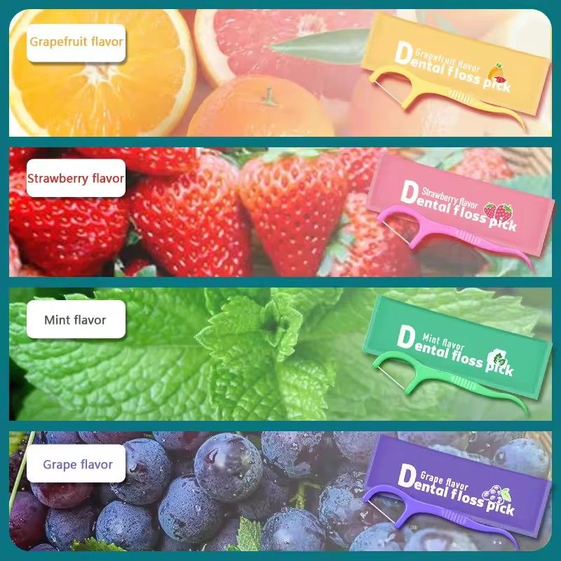 30pcs Fruit Flavored DSental Floss individually Packaged With 30 Ultra-fine Dental Floss Sticks, Disposable Toothpicks