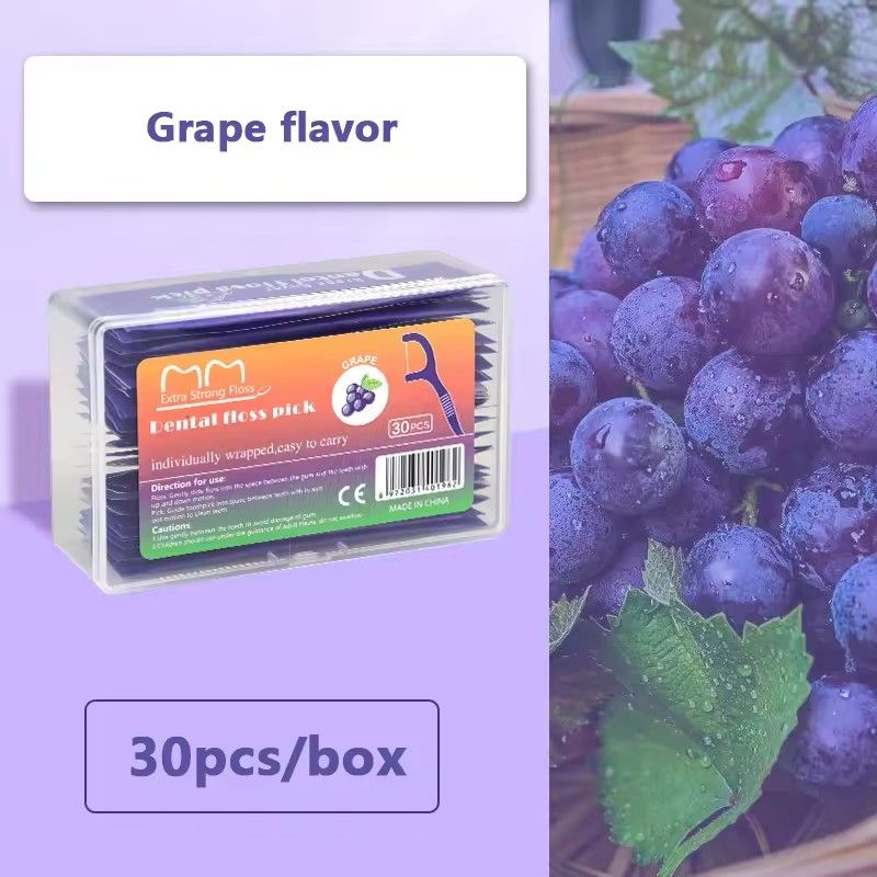 30pcs Fruit Flavored DSental Floss individually Packaged With 30 Ultra-fine Dental Floss Sticks, Disposable Toothpicks