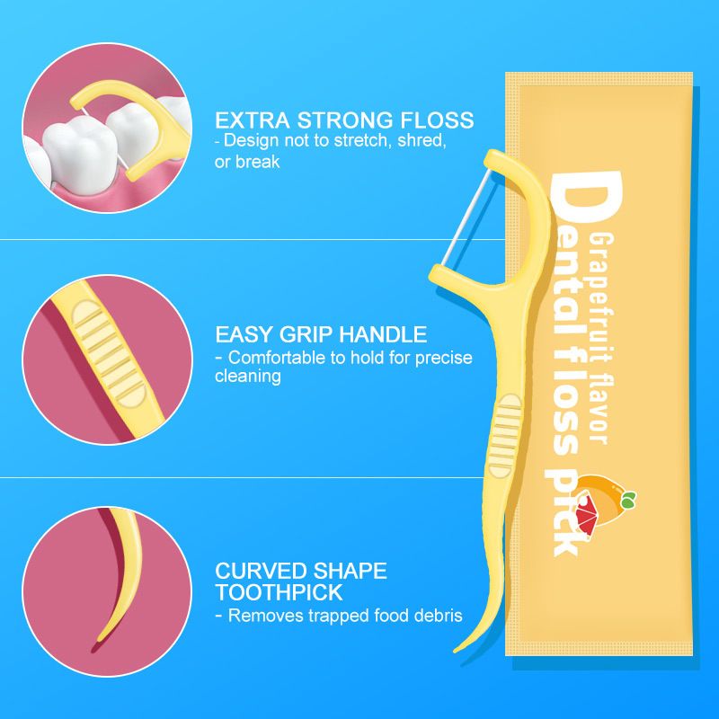 30pcs Fruit Flavored DSental Floss individually Packaged With 30 Ultra-fine Dental Floss Sticks, Disposable Toothpicks