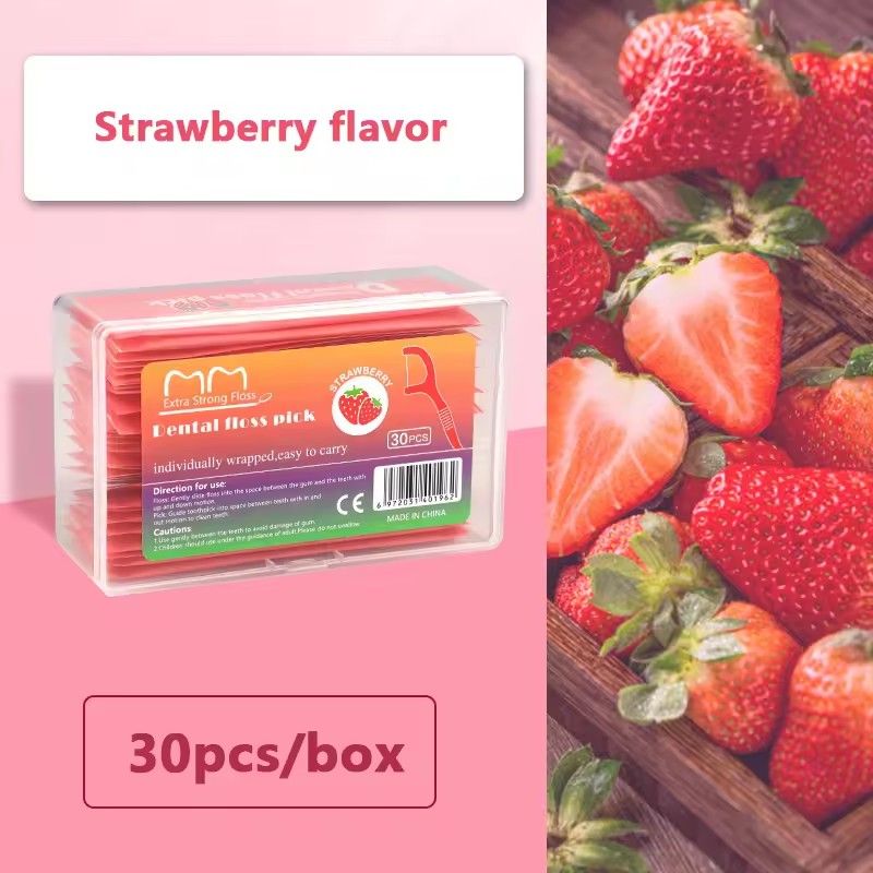 30pcs Fruit Flavored DSental Floss individually Packaged With 30 Ultra-fine Dental Floss Sticks, Disposable Toothpicks