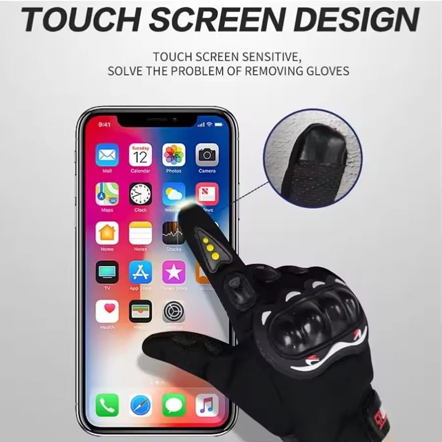 Full Finger Protective Motorcycle Gloves for Outdoors, Breathable Sports Gloves for Racing, Cycling, Street Riding, Fitness