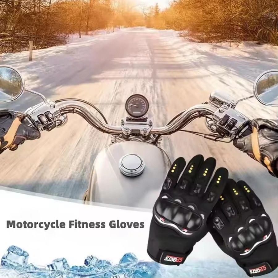 Full Finger Protective Motorcycle Gloves for Outdoors, Breathable Sports Gloves for Racing, Cycling, Street Riding, Fitness
