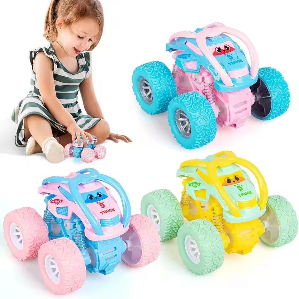 Colorful Inertia Macaron Four Wheel Drive Car, Pink Small Car, Toy Car, Girl, Child, Baby, Fall Resistant