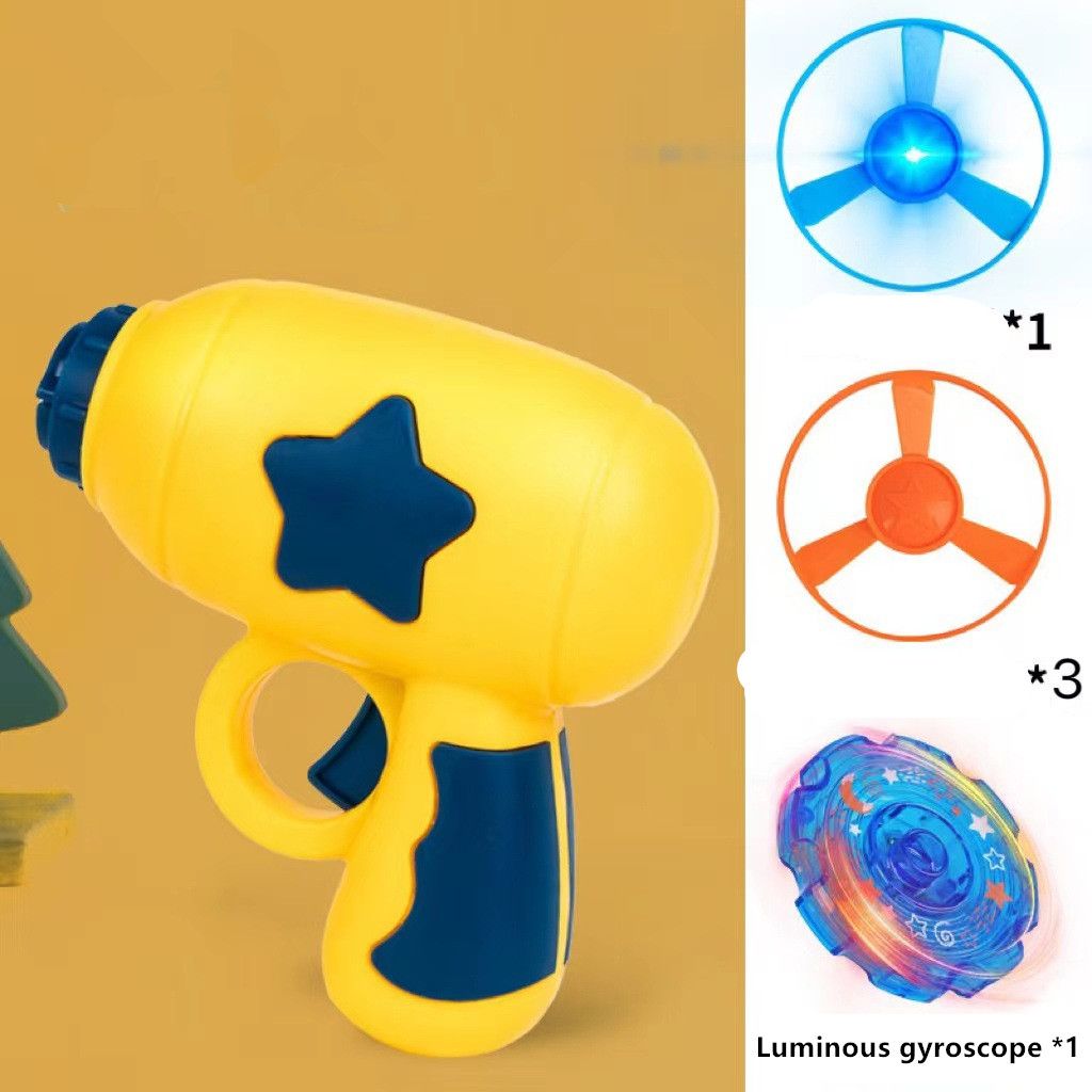 1 Piece Bamboo Dragonfly Flying Saucer Gun for Kids Toy, Random Colors of Matte Rotation Driver