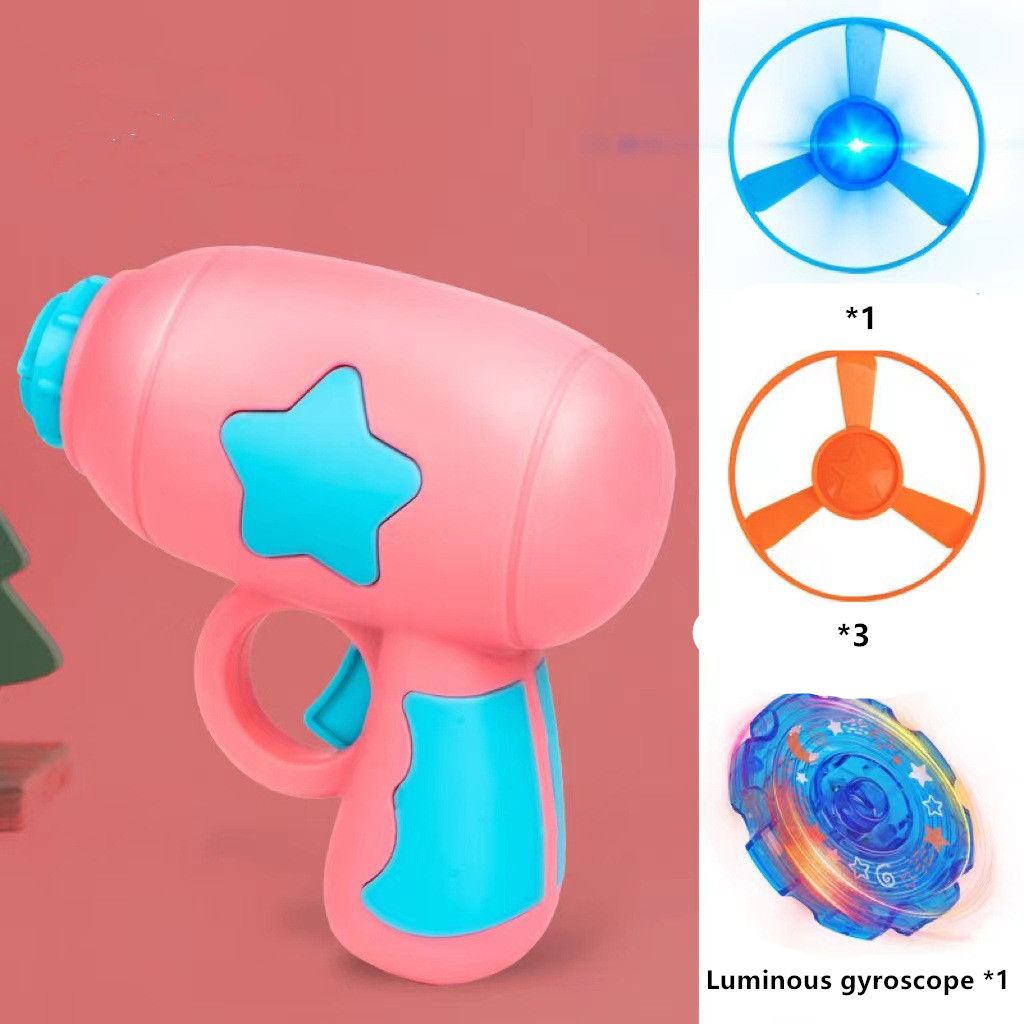 1 Piece Bamboo Dragonfly Flying Saucer Gun for Kids Toy, Random Colors of Matte Rotation Driver