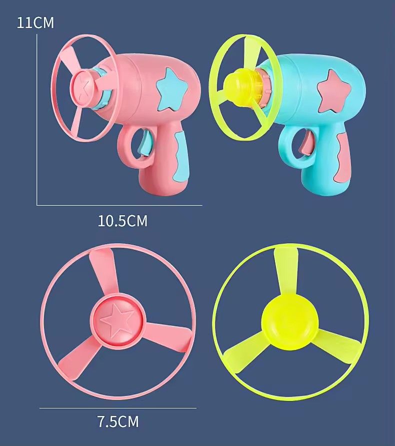 1 Piece Bamboo Dragonfly Flying Saucer Gun for Kids Toy, Random Colors of Matte Rotation Driver