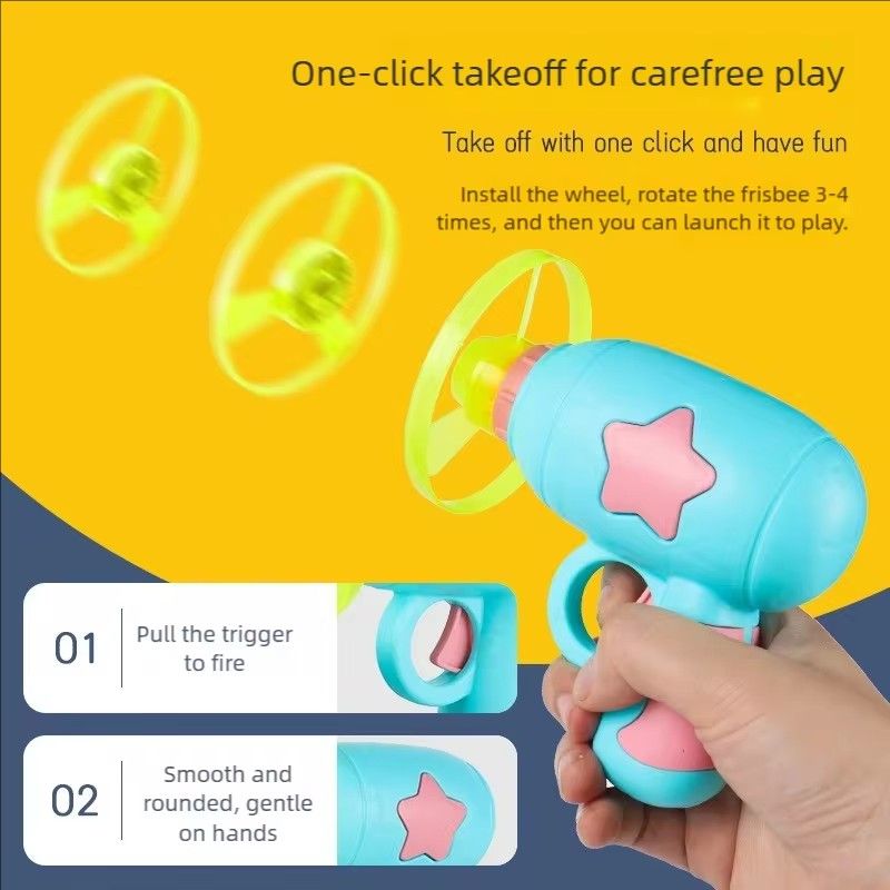 1 Piece Bamboo Dragonfly Flying Saucer Gun for Kids Toy, Random Colors of Matte Rotation Driver