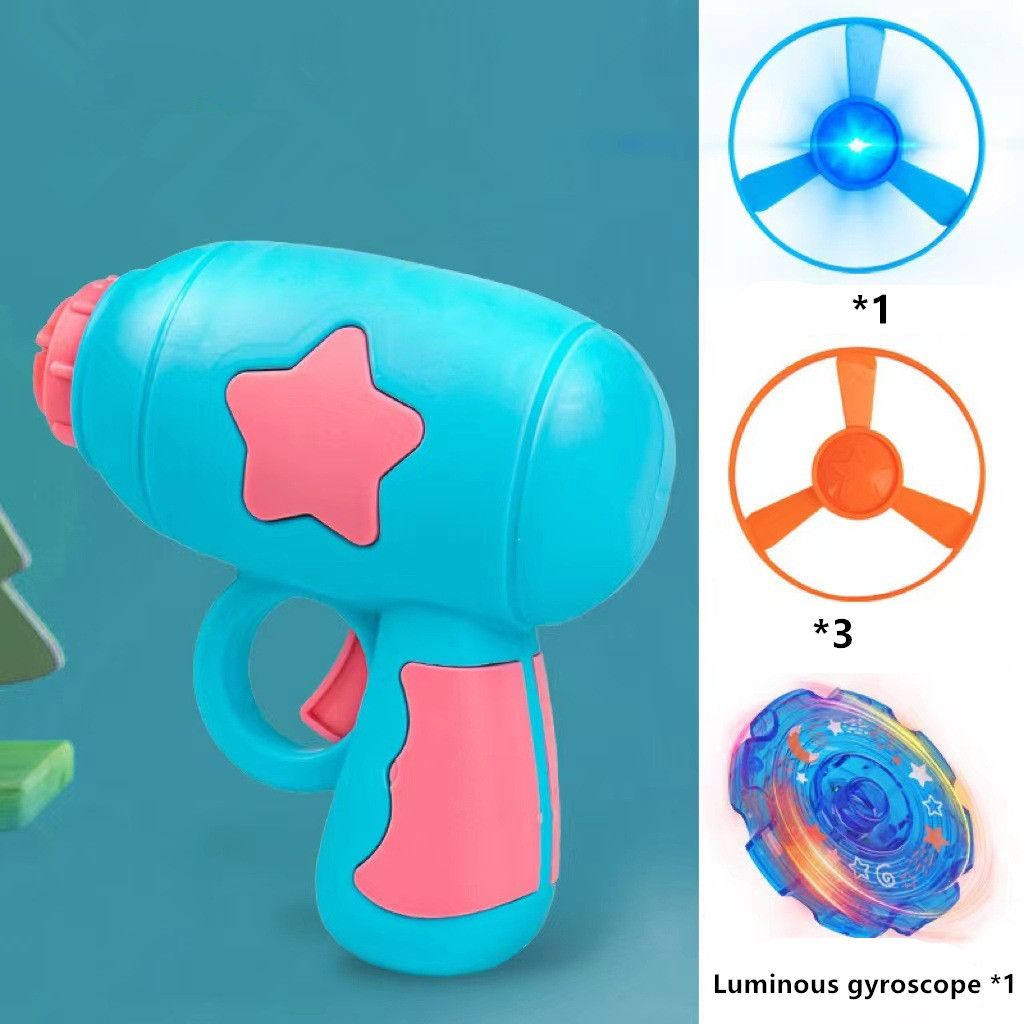 1 Piece Bamboo Dragonfly Flying Saucer Gun for Kids Toy, Random Colors of Matte Rotation Driver