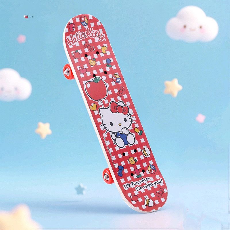 Sanrio skateboard for children from 3 to 6 years, skateboard for beginners, four wheels, double lever board, high elasticity