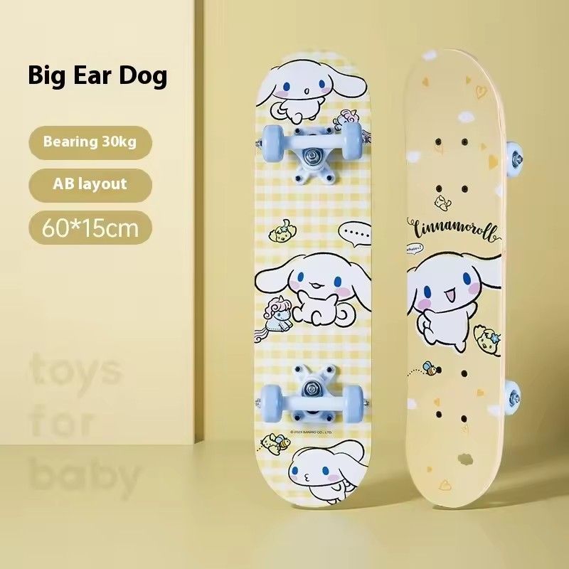 Sanrio skateboard for children from 3 to 6 years, skateboard for beginners, four wheels, double lever board, high elasticity