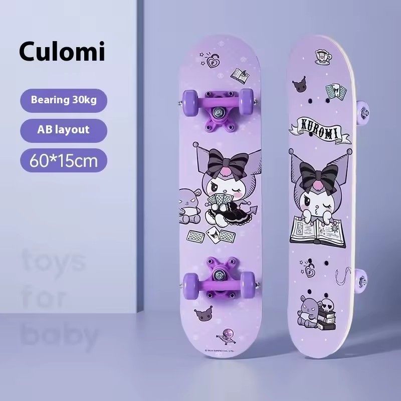 Sanrio skateboard for children from 3 to 6 years, skateboard for beginners, four wheels, double lever board, high elasticity
