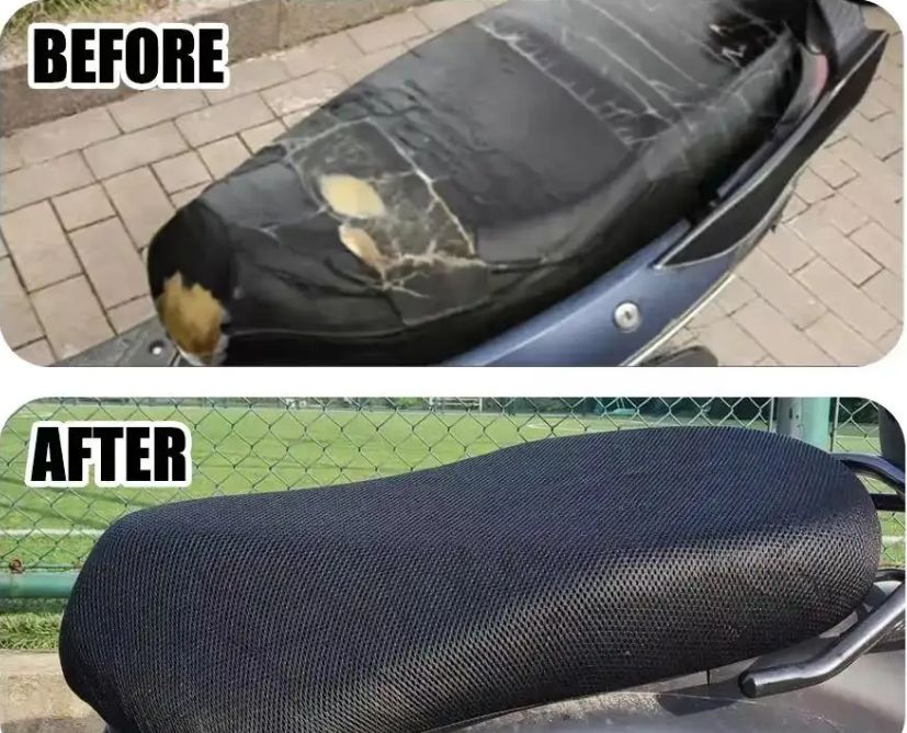 Cool Summer 3D Mesh Motorcycle Seat Cover, Breathable Scooter Seat Covers, Non-Slip Cover, Grille Protection Pad