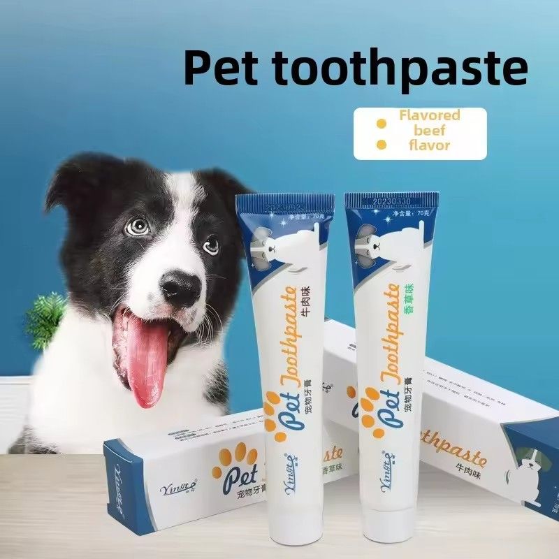 Edible Pet Toothpaste Dental Care, Toothbrush Gel, Vanilla Flavor & Meat, Oral HygienePuppy & Kitten Care Supplies