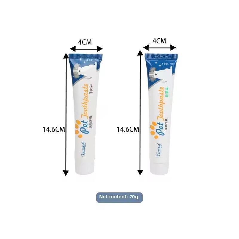 Edible Pet Toothpaste Dental Care, Toothbrush Gel, Vanilla Flavor & Meat, Oral HygienePuppy & Kitten Care Supplies