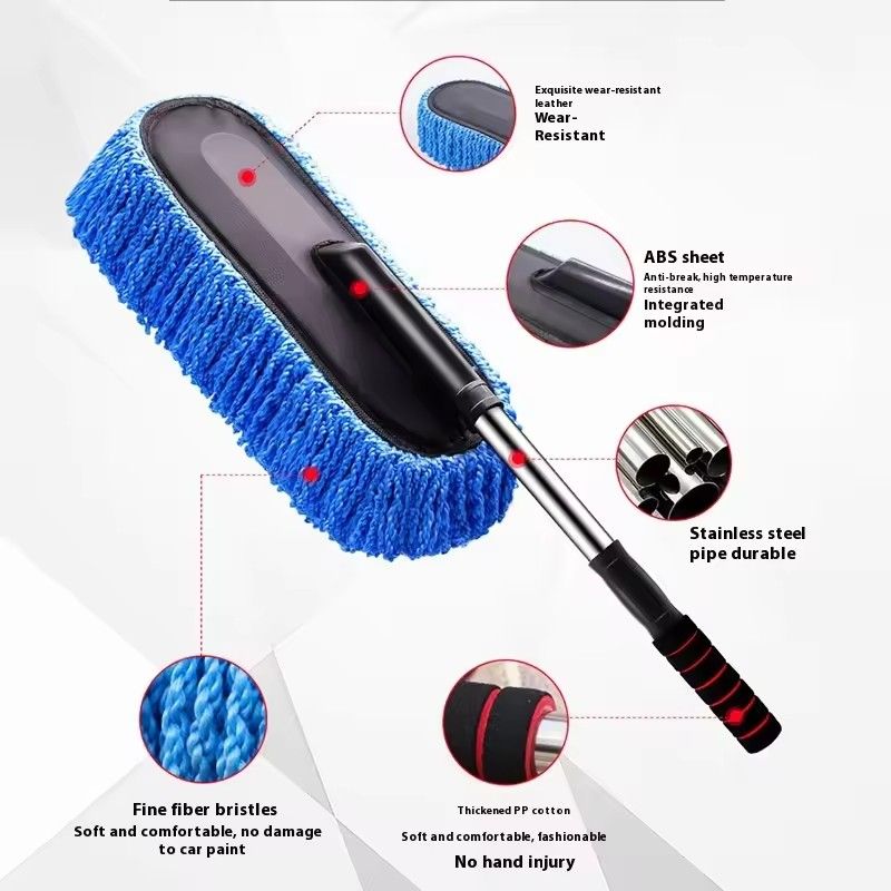 Cleaning Wiper Brush for Car Wash, Car Accessories, Nano Retractable Fiber Wax Wiper, Dust Removal