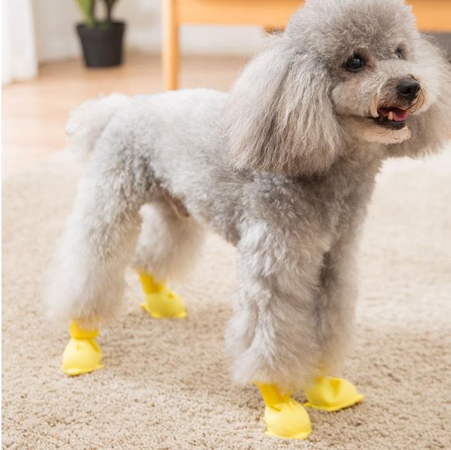 4pcs/set Waterproof Pet Dog Shoes Anti-slip Rain Boots Footwear for Small Cats Dogs Puppy Dog Pet Booties Pet Paw Accessories