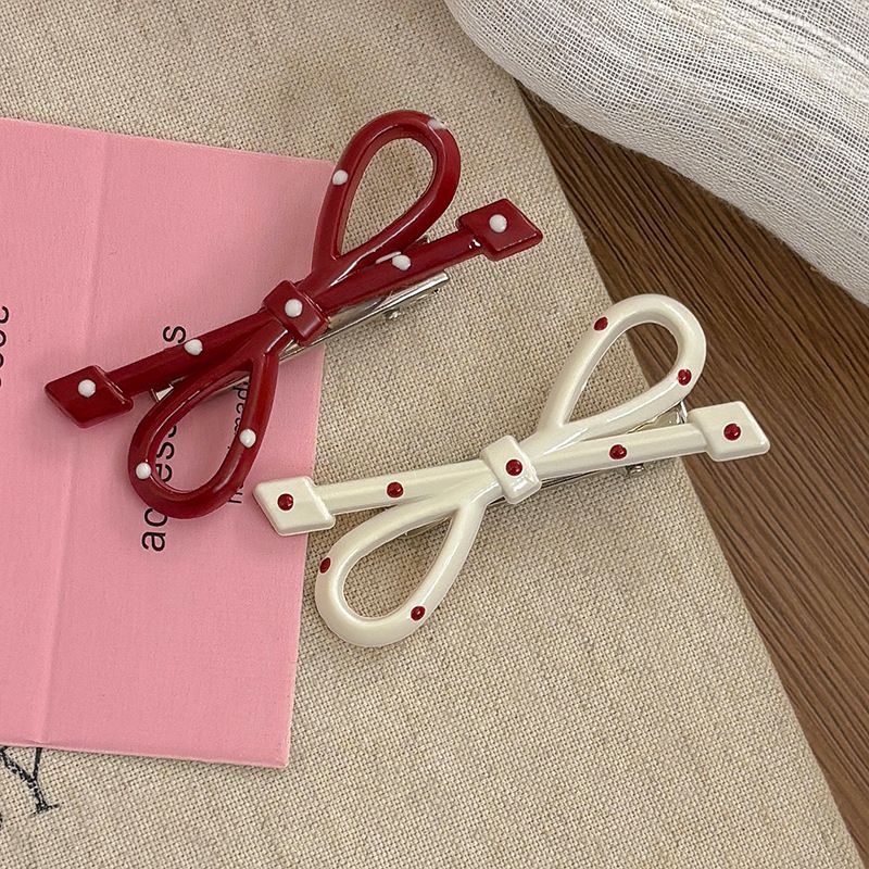 1PC Sweet Polka Dot Bow Oval Hair Clip Female Forehead Side Bangs Clips Broken Hair Clips Duckbill Clip Headband for Women Girls