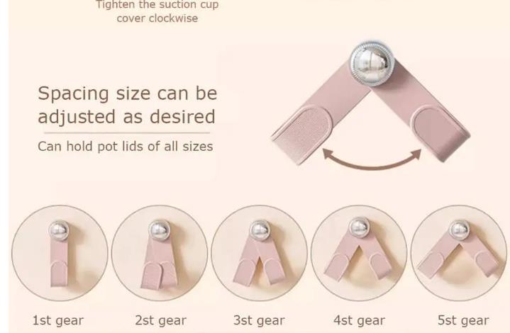 1PC Adjustable Distance Suction Cup Pot Lid Rack Punch-free Nordic Style Wall Mount Pot Lids Holder Stabilize Strong Suction