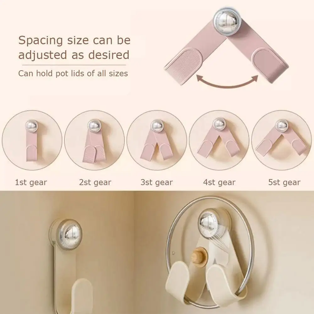 1PC Adjustable Distance Suction Cup Pot Lid Rack Punch-free Nordic Style Wall Mount Pot Lids Holder Stabilize Strong Suction