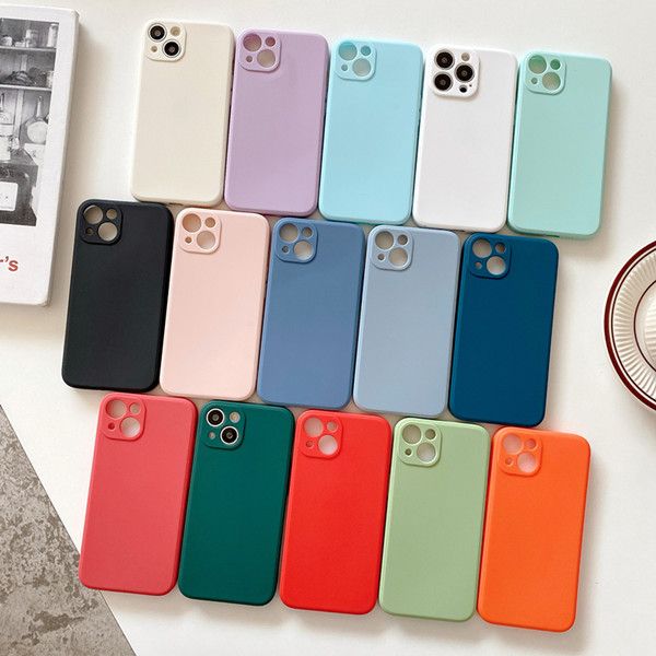 1PC  Suitable for Apple Straight Edge Liquid Silicone Mobile Phone Case Iphone11 12 13 Promax  Iphone 14 Pro Cases