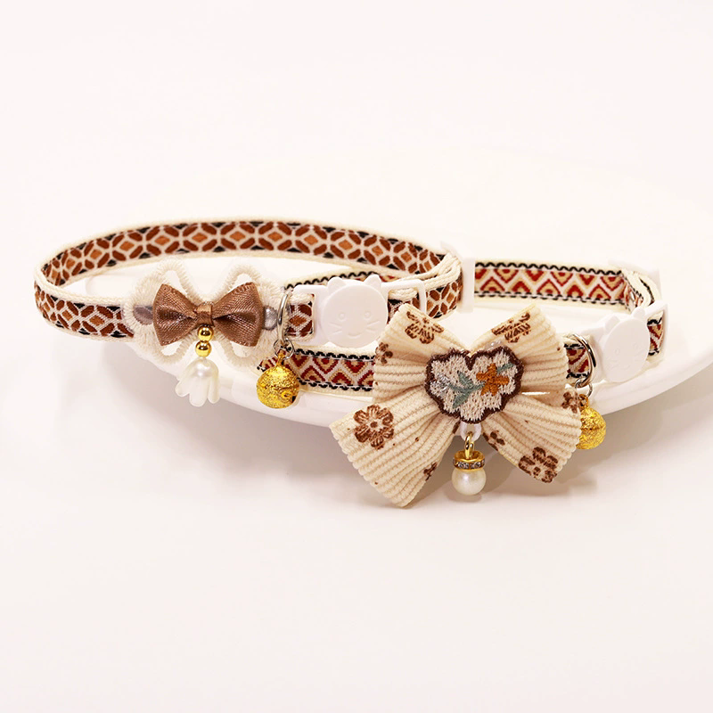 1PC Pet Collar Adjustable Colorful Lace Flower Cat Collar Puppy Accessory Necklace Pet Collar Kitten Cute Dog Bell Cat Product