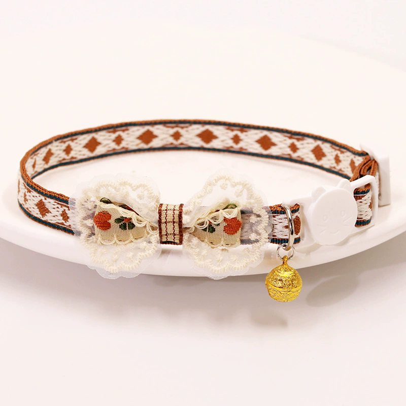 1PC Pet Collar Adjustable Colorful Lace Flower Cat Collar Puppy Accessory Necklace Pet Collar Kitten Cute Dog Bell Cat Product