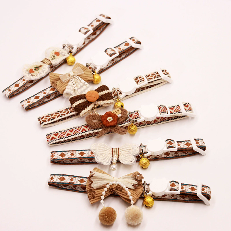 1PC Pet Collar Adjustable Colorful Lace Flower Cat Collar Puppy Accessory Necklace Pet Collar Kitten Cute Dog Bell Cat Product