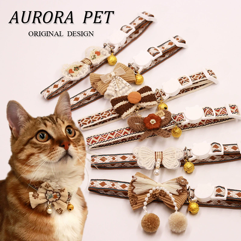 1PC Pet Collar Adjustable Colorful Lace Flower Cat Collar Puppy Accessory Necklace Pet Collar Kitten Cute Dog Bell Cat Product